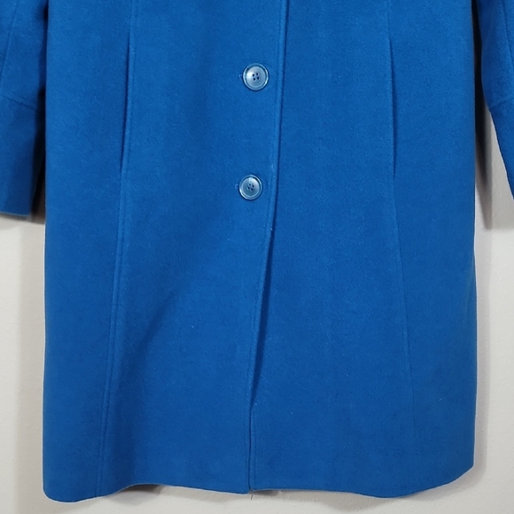 NWT MetroStyle Women Wool Trench Coat Size 12/M/L Teal Blue Button Up Pockets - Picture 3 of 14